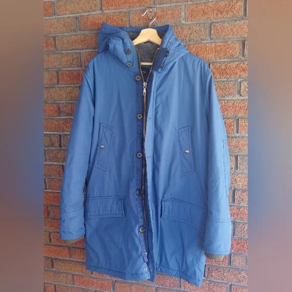 Banana Republic Men's Winter Parka Cobalt Blue | Quilted Interior | Buttons Zip - Picture 14 of 14